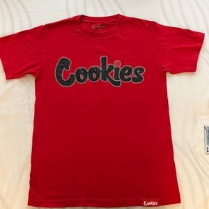 Made in the U.S, 100% cotton, size small.